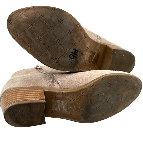 Jack Rogers Kali Suede Ankle Booties Gray 2 Bows Side Zip Prairie Size 6M - Picture 9 of 9